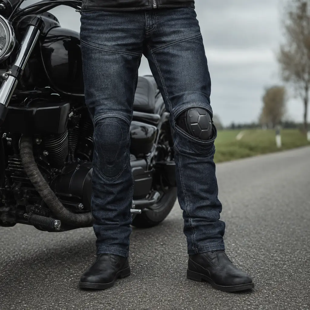 Knieprotektoren in Motorradjeans für Chopper Fahrer